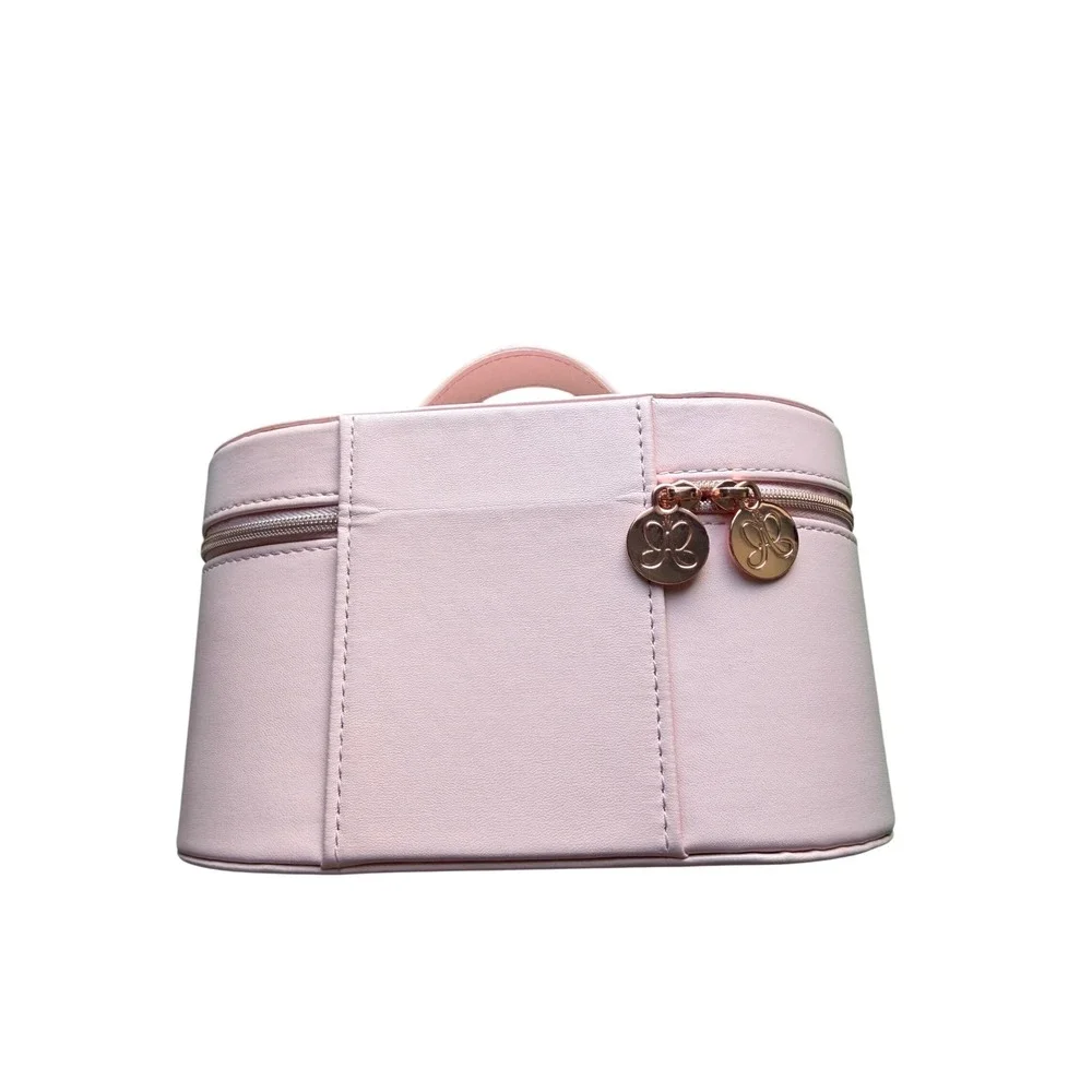 Anastasia Baby Pink Zip Top Handle Cosmetic Bag Case Travel Makeup Beauty Vacay